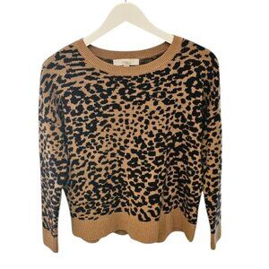 ANN TAYLOR LOFT Womens Leopard Print Sweater Size S Viscose/Nylon/Wool Blend